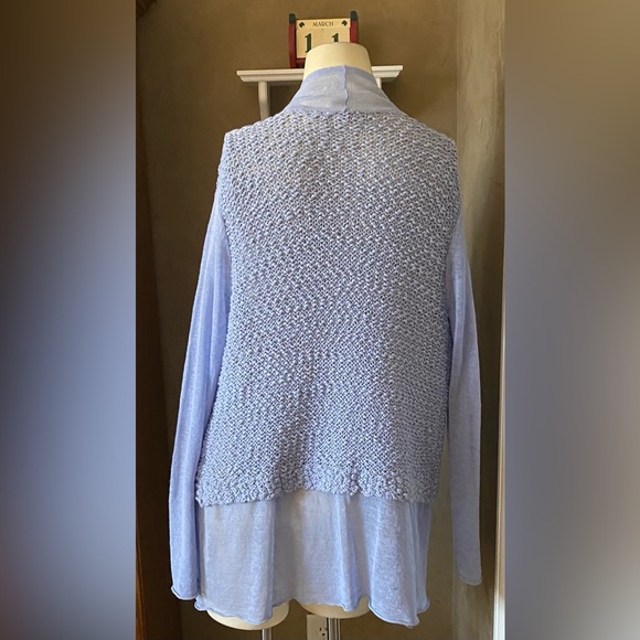 Chico's Size 1 Flap Front Kyanite Blue Tweed Cathleen Cardigan Sweater Women’s - Picture 3 of 9